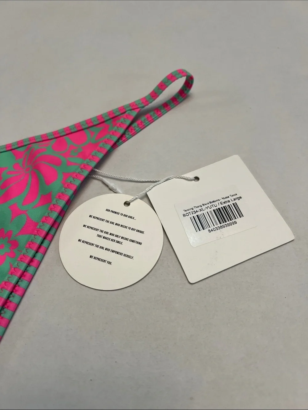 KULANI KINIS BIKINI SWIM BOTTOMS SIZE XL PINK & GREEN NEW WITH TAGS